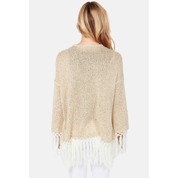RVCA sequin gold knit fringe jacket cardigan S - Picture 7 of 8